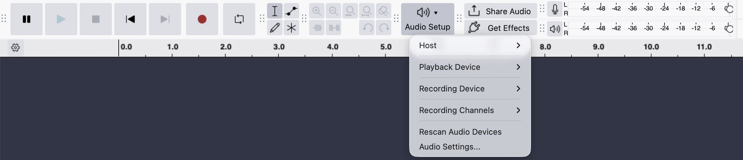 main toolbar